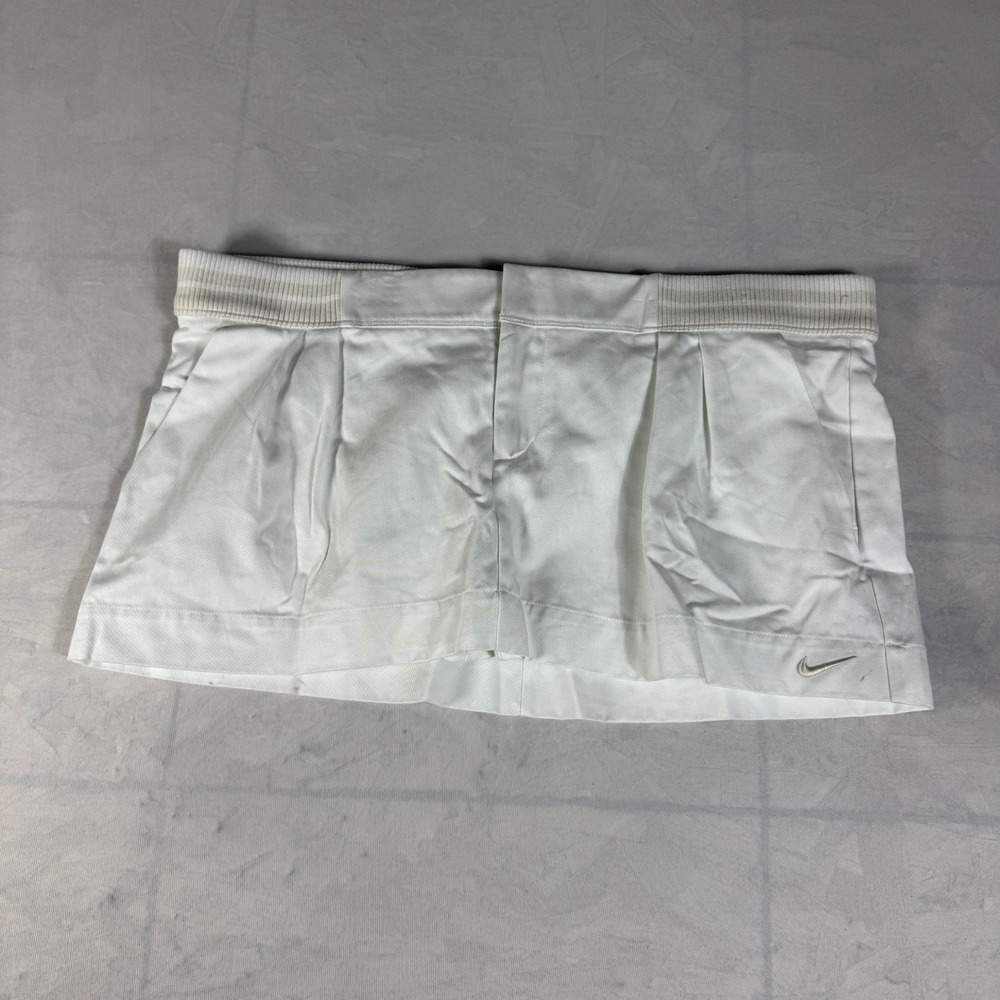 NWT Nike Womens Mini Skort White Swoosh Logo Pleated Standard Fit Low Rise XL
